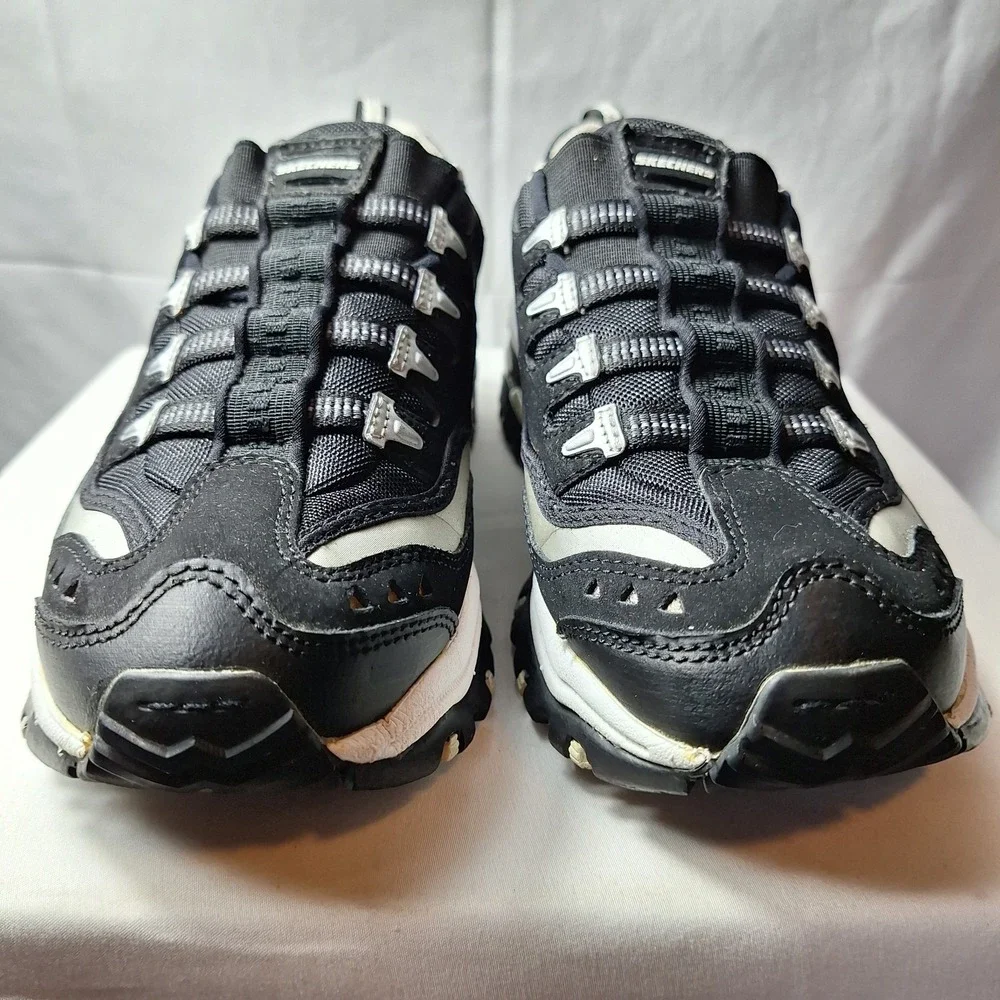 SKECHERS D'Lites - Biggest Fan Sneakers Womens Sz 8 Black White Retro Skater Y2K